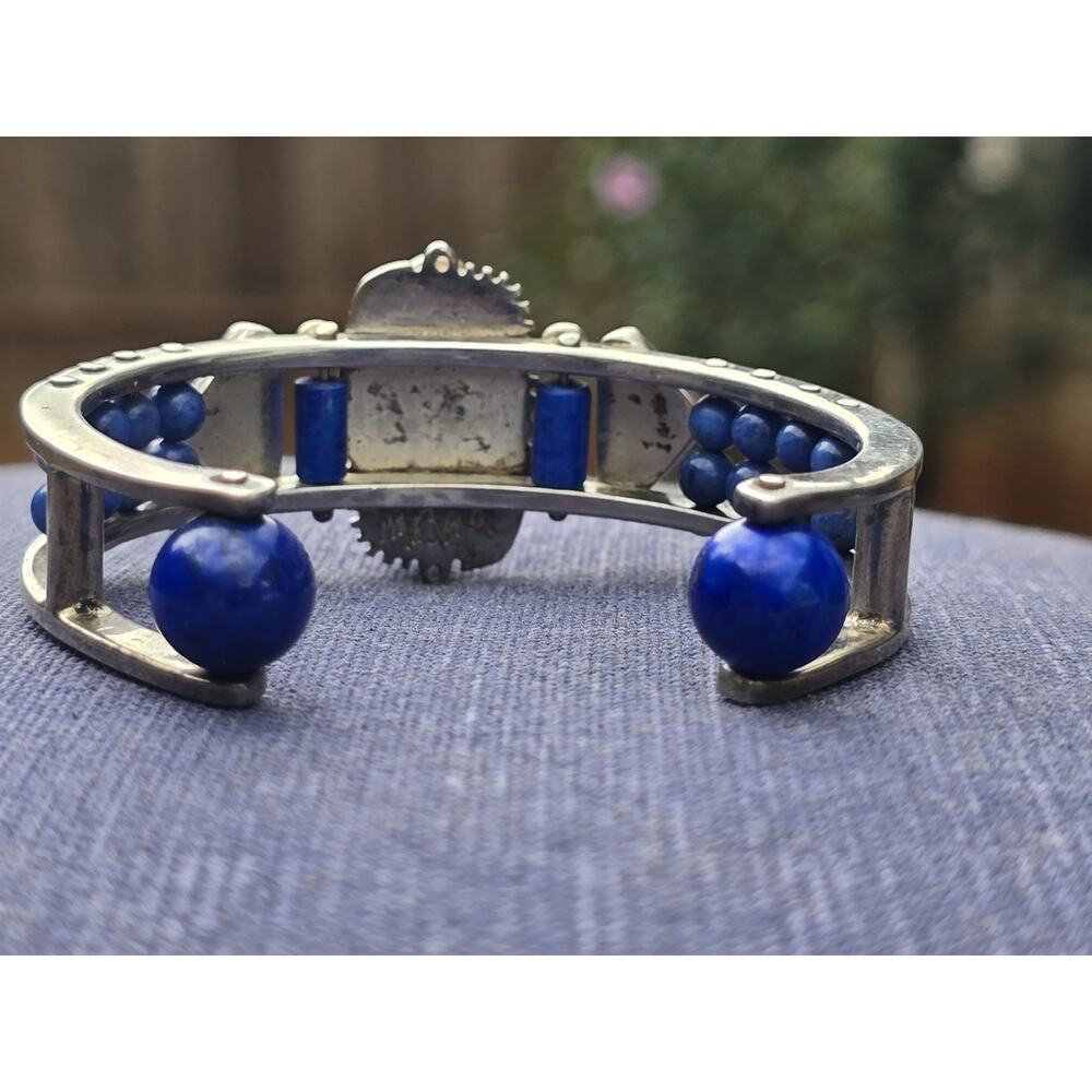 Michael Boyd Artisan Mosaic Cuff Bracelet 18K 22K Gold Sterling Lapis Chrysopras - Picture 2 of 8